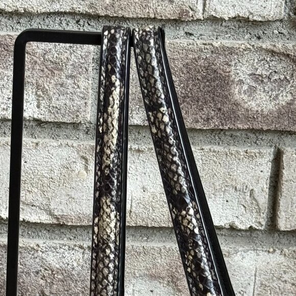 COACH PHOEBE LEATHER & EXOTIC PYTHON EMBOSSED TRIM HOBO SHOULDER BAG BLACK GRAY - Picture 6 of 16